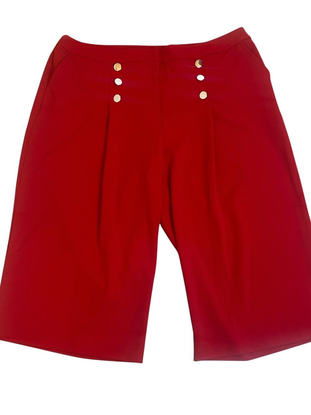 Ashley Stewart Red Bermuda Sailor Shorts with Gold Buttons Sz 22/24